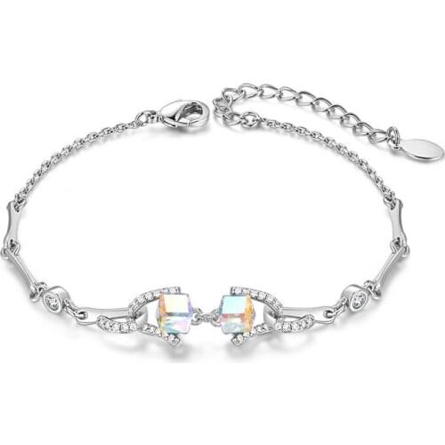 Bracelet fashion exquisite elegant couple sugar cube crystal bracelet ladies girlfriend Valentines day hand jewelry gift