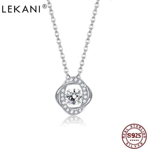 LEKANI Sterling Silver 925 Women Necklaces Double Circle Design Pendant Chain Necklace Geometry Fine Jewelry Female Hot Sale
