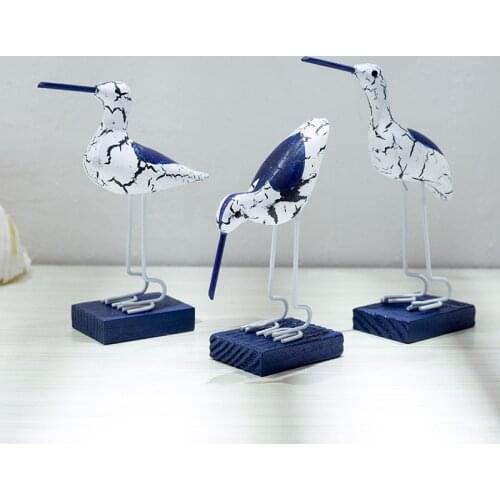 Wooden Navy Seabirds Mediterranean Style Sculpture Home Decoration Craft Seagull Decor Craft Model Home Decoration