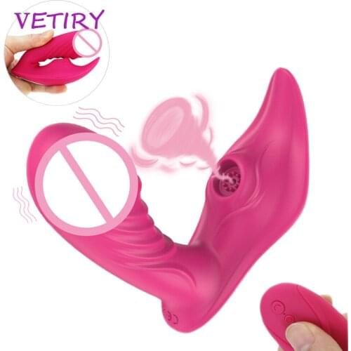 Wearable Vibrator Dildo on Panty 10 Speed Sucker Vibrator Clitoris Vagina Stimulator Sex Toys for Women Female Masturbation