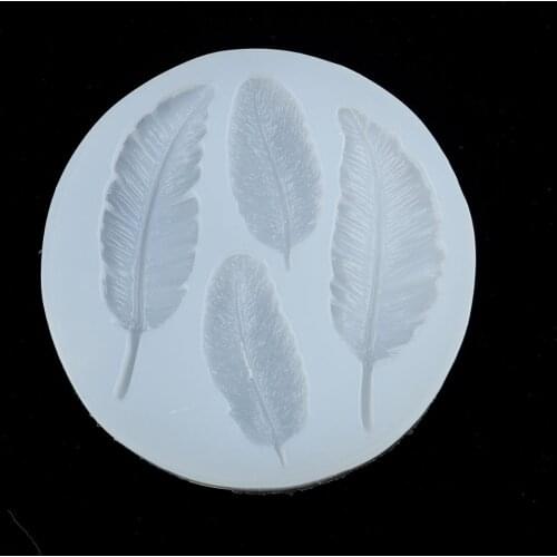Silicone Resin Mold For Jewelry Making Round White Feather 86mm(3 3/8") x 84mm(3 2/8"), 1 Piece