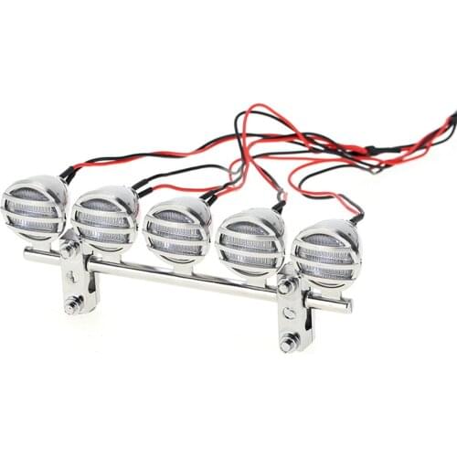 G.T.POWER 5 Spotlight Electroplate LED Crawler Roof Light Bar Set for all 1/10 RC Crawlers