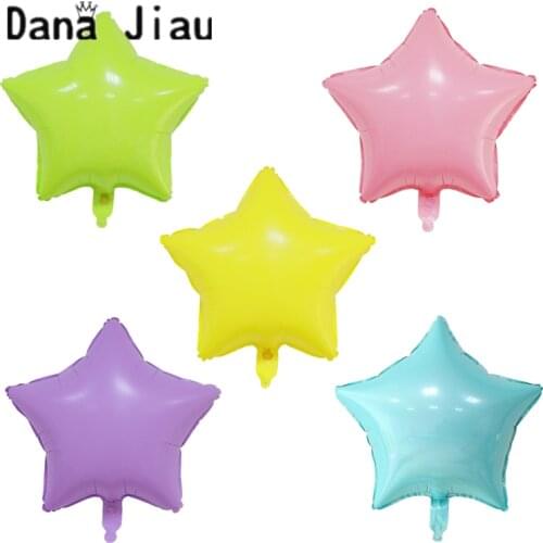 Danajiau 18inch Macaron color star helium balloon yellow Pentagram baby pink happy birthday party kindergarten decoration toy