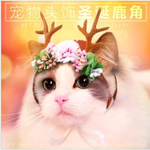 Pet headdress christmas antlers Christmas Halloween Cat Pet Headdress Hair Accessories Cute Pet Headwear