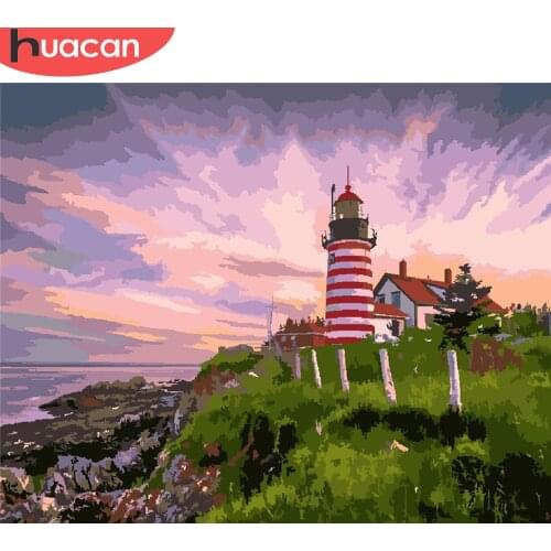 HUACAN Pictures By Number Lighthouse Landscape Kits Home Decor Painting By Number Drawing On Canvas HandPainted Art Gift DIY