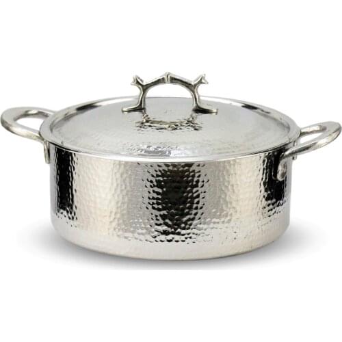 SONAYCOPPER 1.2mm Thick Hammered Copper Soup Pot Stew Pan Casserole, 1,9 L