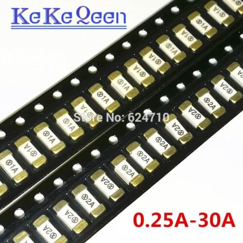 100pcs 0451 2410 1808 SMD Ceramic Fuse 0.25A/0.5A/0.75A/1A/1.5A/1.6A/2A/3A/3.15A/4A/5A/6.3A/7A/8A/10A/12A/15A/20A Cuboid Fuse