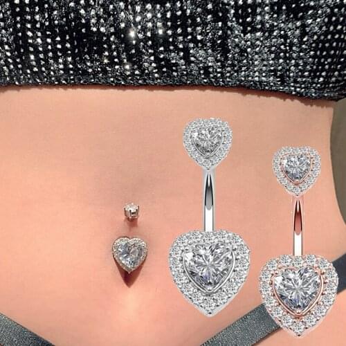 Surgical Steel Navel Belly Button Ring Barbell Zircon Heart Piercing Sexy Belly Bars Belly Button Rings Belly Indian Jewelry