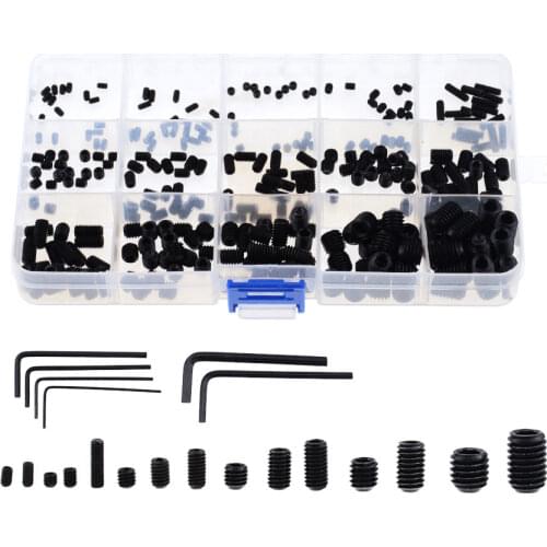 300PCS/Box Set Screw Cup Point Grub Screw M2.5 M3 M4 M5 M6 M8 Hex Socket Hexagon Headless Set Screw Grade 12.9 Carbon Steel