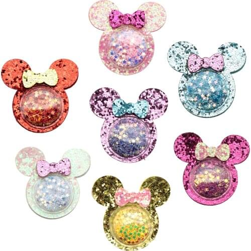 Cartoon Complex Glitter Non-woven Quicksand Planar Resins Cabochons Flatback 1pcs,DIY Craft Supplies Accessories,1Yc17019