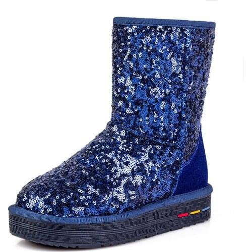 New Arrival Fashion Warm Brand Women Winter Snow Boots Sequins Waterproof Ladies Winter Boots Rubber Women Boots