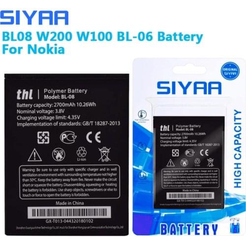 Original SIYAA BL08 W200 W100 BL-06 Battery For THL 2015 2015A W200 W200S W200C T6S T6 Pro W100 W100S BL 08 BL06 Li-ion Batteria