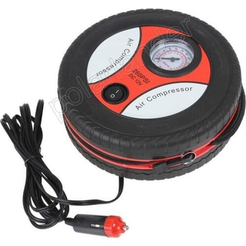 Portable Mini 12V Tire Inflator Air Compressor Car Auto Portable Pump 260PSI DC12V with 3 x Nozzle Adapter