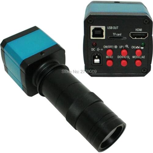 14MP HD HDMI Industrial Digital USB Microscope Camera TF Card Storage Support Photo Recording Video With 8X-130X C-Mount Lens