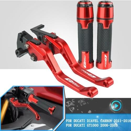 For DUCATI DIAVEL CARBON 2011-2016 Motorcycle CNC Adjustable Brake Clutch Lever Handle Grips Handlebars Part GT1000 2006-2010
