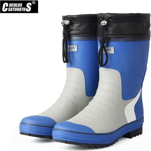 Cuculus New Mens High Rain shoes Rain Boots Natural Rubber Boots Fishing Footwear Outdoor Waterproof Boots Size 39-46