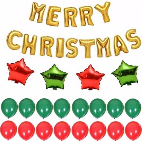 Merry Christmas Set Foil Ballons Red Green Latex Balloon Decorations Air Balloons Supplies Christmas Party Christmas Party Decor