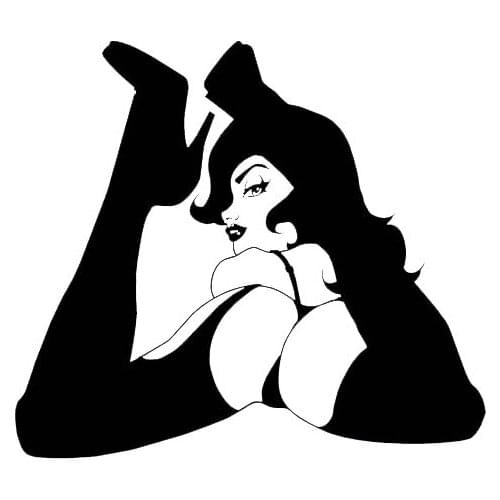 Bold Sexy Attractive Girl Car Sticker Vinyl Decal Fantastic Style Black/Silver 14.2*12.7CM T-00104