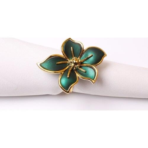 Modern wedding napkin buckle decoration blue acrylic flower napkin ring hotel dining table