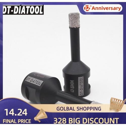 DT-DIATOOL 2pcs M14 Dia 8mm Dry Vacuum Brazed Diamond Drill Core Bits Ceramic Tile Hole Saw Granite Marble Stone Drilling Bits