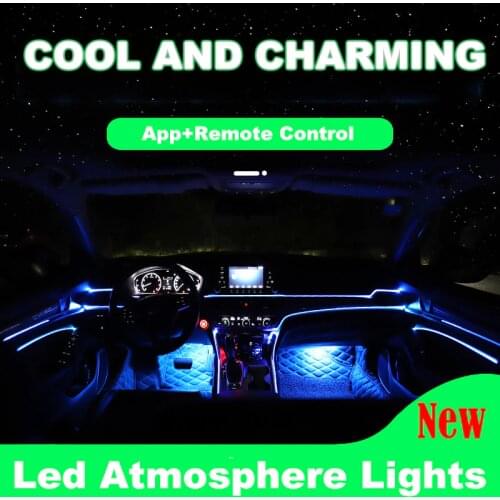 LED Car Interior Ambient Atmosphere Mood Light RGB App Remote Control Backlight Auto Foot Center Console Door Decorative Lights