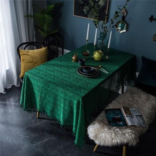 Vintage Rural Crochet Knitting Hollow Table Cloth Handmade Crochet Dining Table Cover Home Supplies