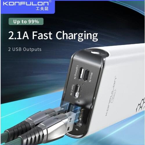 KONFULON Power Bank 20000mAH Fast Charging Powerbank 20000mAH Bank Power Dual USB External Battery Charger For Xiaomi iphone 12