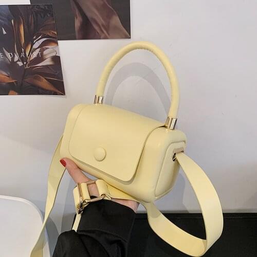 High Quality Box Leather Crossbody Shoulder Bags for Women 2021 Fashion Designer Simple Handbags Solid Color Messenger Bag