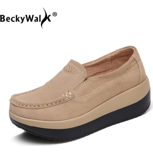 Suede Wedges Shoes Woman Comfort Spring Autumn Moccasins Flats Platform Sneakers Ladies Shoes Good Quality Women Shoes WSH3350