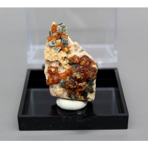 100% natural Spessartine-Garnet and mica Symbiosis mineral specimen stones and crystals gem quartz box size 5.2 cm