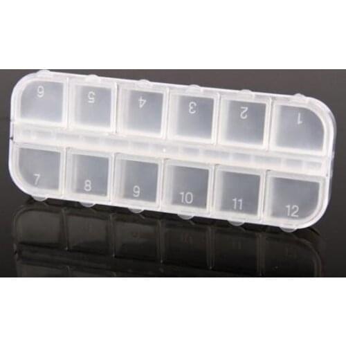 12 Detachable Clear Plastic Divided Storage Box Home Nail Art Empty Divided Boxes Rhinestone Storage Case