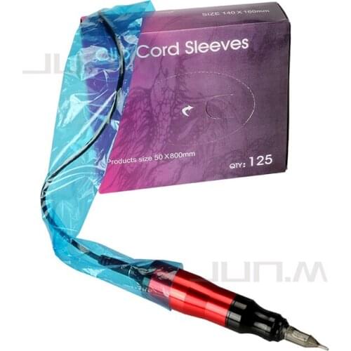 125Pcs/pack Disposable Blue Tattoo Clip Cord Sleeves Bags Covers Bags for Tattoo Machine Professional Tattoo Accessory Supply