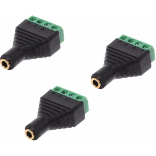 3pcs 3.5mm 1/8" Stereo Plug TRRS Female To 4 Screw AV Terminal Block Connector