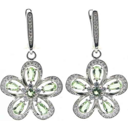 43x23mm Hollow 6.5g Created Golden Citrine London Blue Topaz Violet Tanzanite Women Eye Catching 925 Sterling Silver Earrings