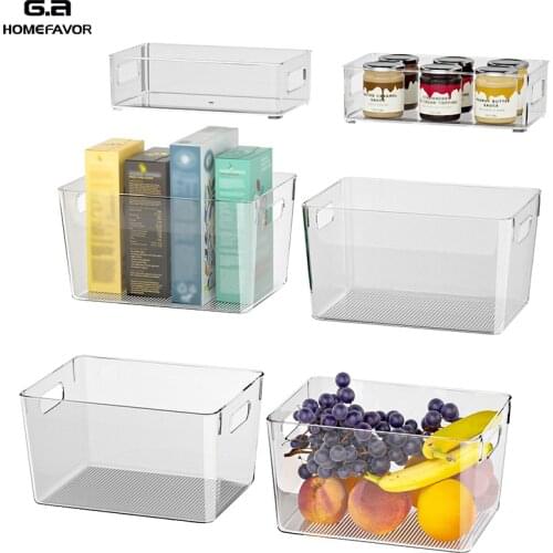 6 Pcs Storage Box Food Container Plastic Pantry Organizer Bins Book Cupboard Snack Fruit Fridge Organization Drawer