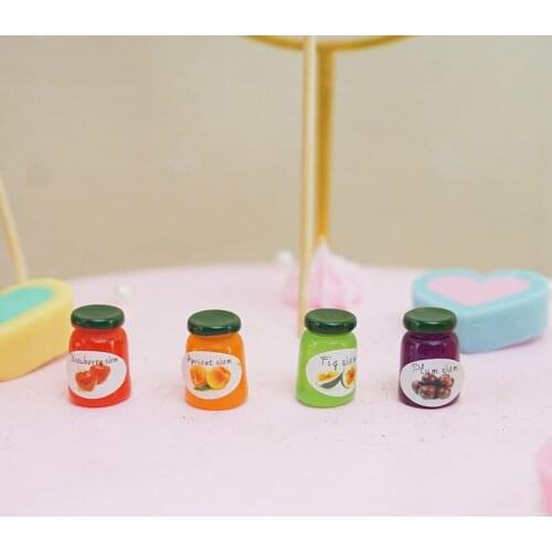 4pcs Dollhouse Mineral Drink Jam Bottle Miniature Toy Doll Food Kitchen Living Room Accessories Kids Gift Pretend Play Toy