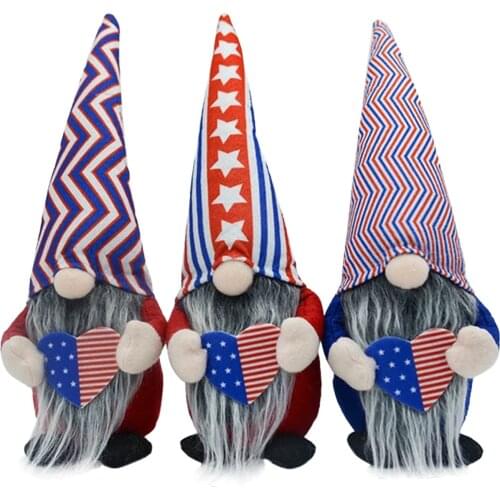 American Gnome Doll Figurine Gift Ornament US Independence Day Stars Stripes American Heart Gnome Doll