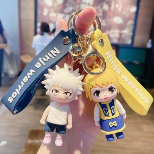 Anime Hunter X Hunter 3D Figure Keychain Kurapika Lanyard Key Rings Acrylic Trinket Props Bag Doll Key Buckles Accessories