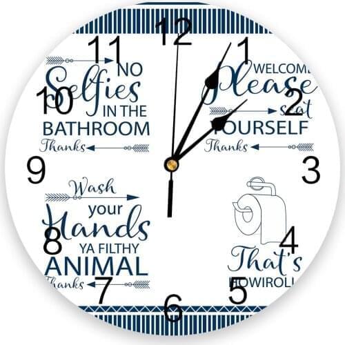 Text Stripe Tissue Tube Bathroom Clause Creative Wall Clock For Home Office Decoration Living Room Bedroom Hanging Watch