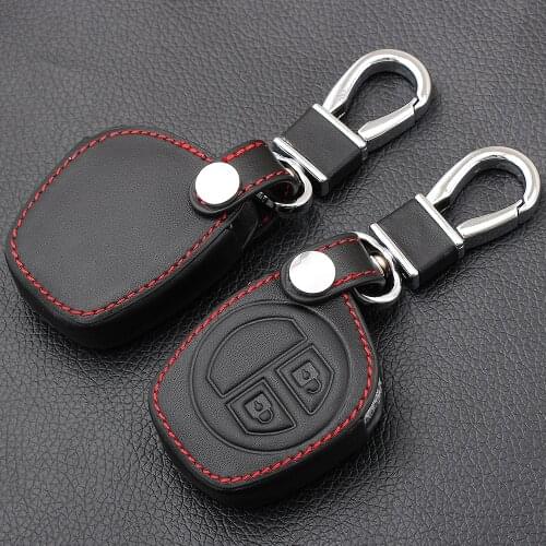 Car Key Case Leather Cover 2 Buttons For Suzuki Swift SX4 Key Shell Protection Key Bag Keychain