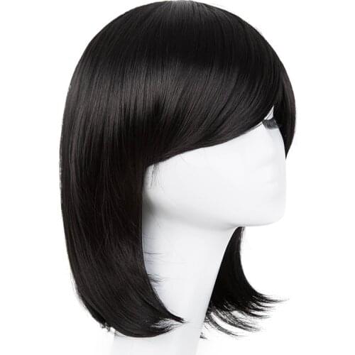 Black Wig Fei-Show Synthetic Heat Resistant Fiber Women Female Hair Peruca Perruque Peruk Oblique Inclined Bangs Hairpiece