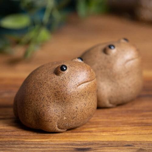 Porcelain 5CM Lucky Frog Tea Pet Zen Tea Set Coarse Pottery Jin Chan Handmade Chinese Animal Cute Modern Style Home Decor