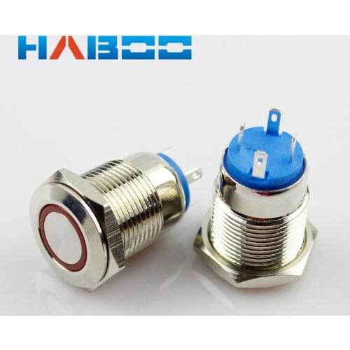 10pcs/lot 16mm anti-vandal metal switch 1NO led switch light 24V 220V ring head momentary waterproof switch IP66 high quality