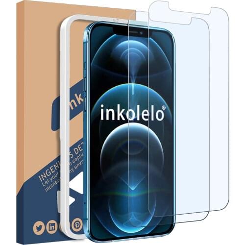 Inkolelo 2 Pack Tempered Glass for iPhone 12 Pro Max Full Screen High Definition Anti-Scratch Protector Arc Edge Protective Film