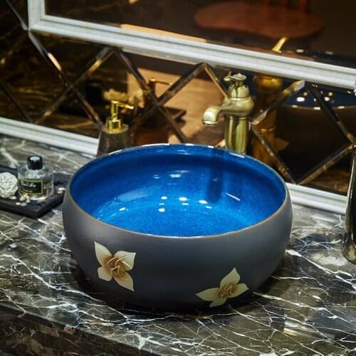 Europe Style Ceramic Art Basin Counter Top Wash Basin Bathroom Vessel Sinks Vanities art ceramic basin