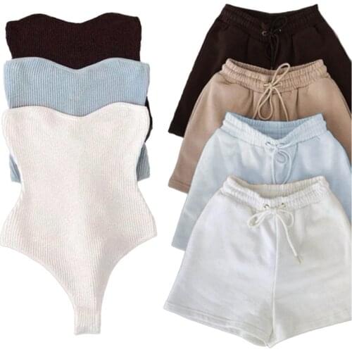 2021 Customized Logo Crop Top Two Piece Shorts Pants Set Joggers Sets Outfits 2 Piece Sweatsuit Sweat Short Set Women Plus Size