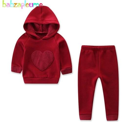 2Piece Sets Fall Winter Newborn Clothes Soft Fleece Warm Cute Hooded T-shirt+Pants Baby Sport Suits Infant Girls Clothing BC1809