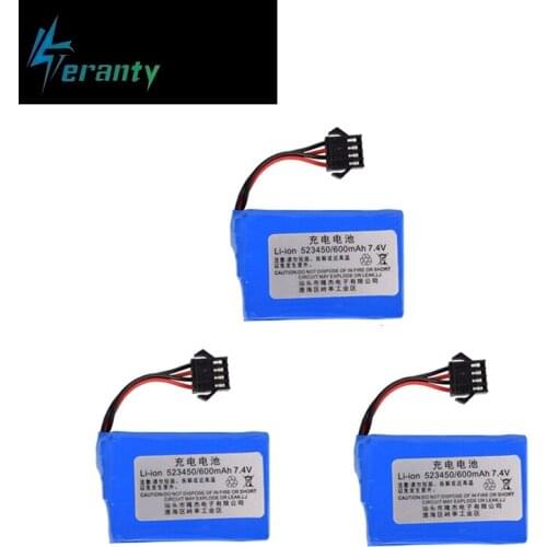3Pieces 7.4V 600mAh Li-ion Battery for E561 Toys Excavator RC truck RC car RC boat TOYS 7.4V Li-ion battery 523450 4PSM Plug