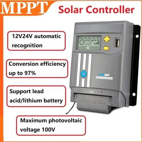 40A MPPT solar controller 12V 24V automatic photovoltaic power generation charging converter supports lead-acid lithium battery