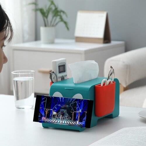 Creative 3 In 1 Elephant Tissue Box Home Living Room Decoration Bedroom Kitchen Desktop Large Organizer with Mobile Phone Holder
